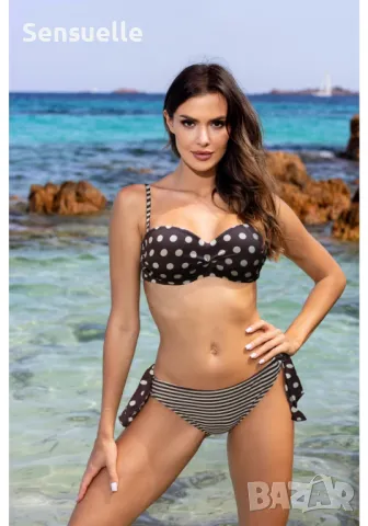 Бански костюм от две части в кафяв цвят , снимка 1