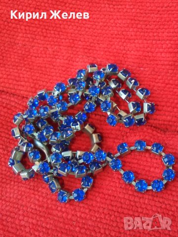ШАРМАНТНО ПОСРЕБРЕНО СКЪПОЦЕННО РЕТРО КОЛИЕ с ИСКРЯЩИ ЮВЕЛИРНО ФАСЕТИРАНИ КАМЪНИ СИН ЦИРКОНИЙ 24240