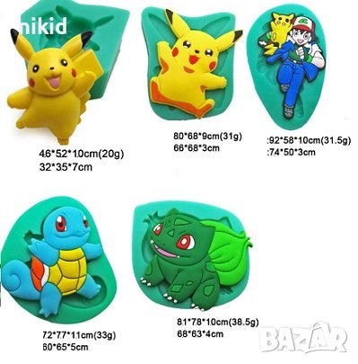 Покемон Pokemon Пикачу герои силиконов молд форма декор торта сладки фондан и др. украса, снимка 2 - Форми - 41500772