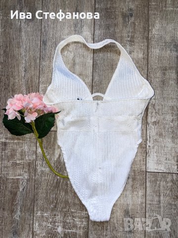 Ново с етикет хигиена лепенка луксозно парти елегантно официално бяло бандажно боди , снимка 10 - Бански костюми - 41773251