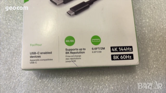 Belkin Conncet USB-C към DipslayPort V.1.4 (8k-60Hz/4k-144Hz,2m), снимка 3 - USB кабели - 50762626