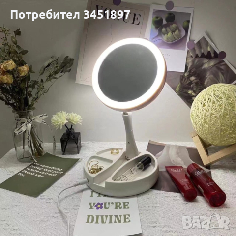 Настолно козметично огледало с LED осветление, снимка 1 - Декоративна козметика - 44821591