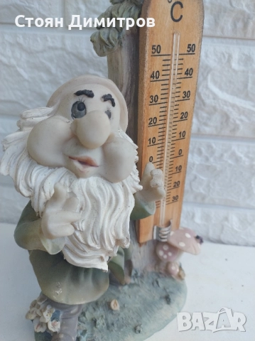 Прекрасно джудже и термометър,перфектна изработка,вис. 25см