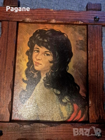 Ретро портрет на девойка – Мирко Лалович (M. Lalovic), Югославия – Винтидж, снимка 6 - Картини - 53570527