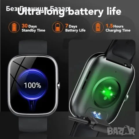 Нов Водоустойчив IP68 смарт часовник за Android/iOS с мониторинг на съня, снимка 6 - Смарт гривни - 47782865