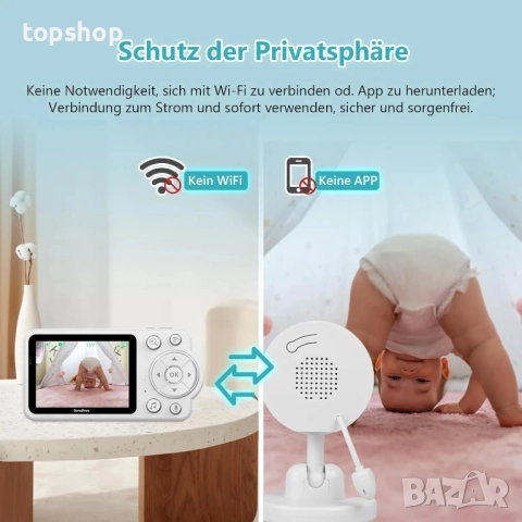 ЧИСТО НОВ Бебефон BondFree 2.8”, 300 метра, 2600mAh type C, двупосочен разговор, Vox, нощно виждане, снимка 5 - Бебефони - 51598034