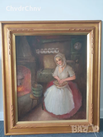 80x69см/голяма картина масло върху платно/женски портрет/Пепеляшка/дървена рамка