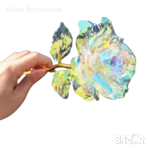 Светеща роза в луксозна прозрачна опаковка, снимка 3 - Декорация за дома - 48845279