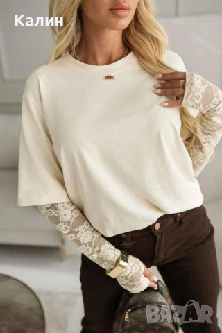 Дамска блуза с дантела - два цвята - 23€