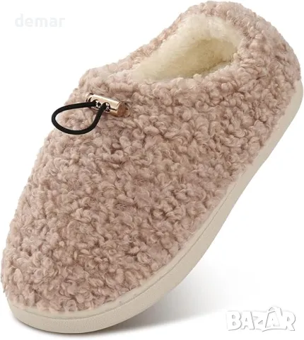 Geebuzz Дамски пухкави чехли, Домашни обувки с поларена подплата и шнур, 40-41