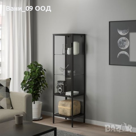 Витрина в черен цвят със стъклена врата , снимка 2 - Секции и витрини - 42105212