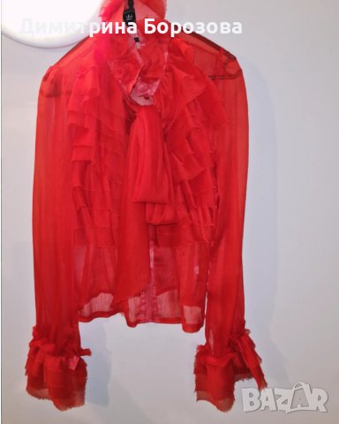Дамска Червена Риза с воали, снимка 5 - Ризи - 40050181