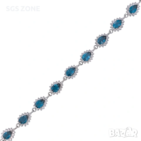 Сребърна гривна с необичаен лондонски топаз от Тайланд, снимка 6 - Гривни - 53450370