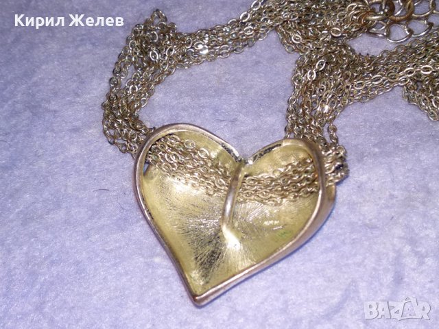 СТАРО ШАРМАНТНО СЪРЦЕВИДНО ПОСРЕБРЕНО МЕДНО ВИНТИДЖ КОЛИЕ 18180, снимка 9 - Колиета, медальони, синджири - 41752608