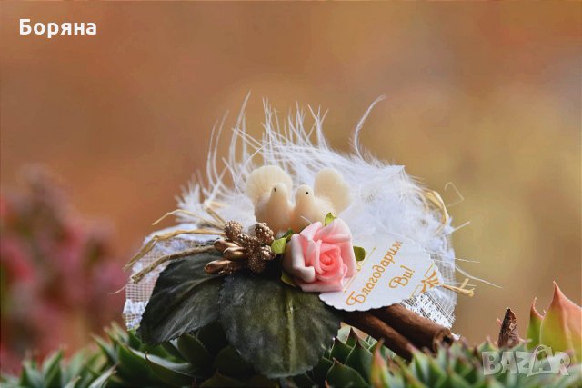 подаръци за гости гълъби на канелена пръчка, снимка 7 - Сватбени аксесоари - 23908240