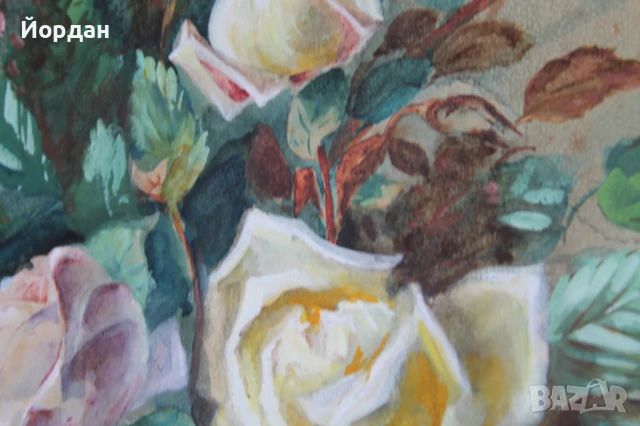 Стар акварел на дебел картон, снимка 8 - Други ценни предмети - 50917942