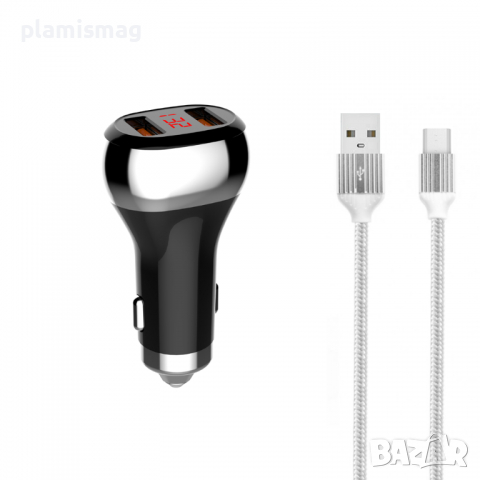 Зарядно устройство за кола LDNIO C2, 2xUSB QC3.0, С Micro USB кабел, снимка 1 - Зарядни за кола - 36287113