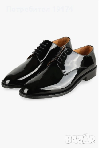 Официални мъжки обувки Derby от черен лак кожа, снимка 2 - Официални обувки - 53746105