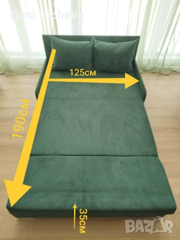Разтегателен фотьойл зелено кадифе, снимка 7 - Дивани и мека мебел - 52830010