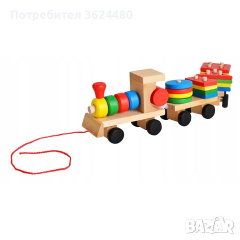  Дървено влакче с два вагона, снимка 9 - Влакчета, самолети, хеликоптери - 40749287