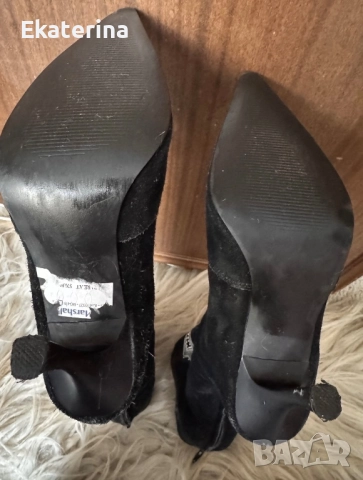 Черни готик велурени ботуши 37 номер , снимка 4 - Дамски ботуши - 52512081