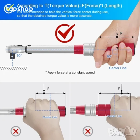 Динамометричен ключ / Тресчотка Vanpo 3/8 инча, 5-60 Nm, ±3 процента точност с 250 mm удължител..., снимка 4 - Ключове - 50493407