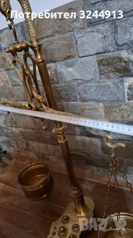 Стара много красива месингова везна пълен комплект с две блюда, снимка 9 - Антикварни и старинни предмети - 53140353