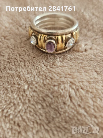 Пръстен сребро и злато, снимка 7 - Пръстени - 50706424