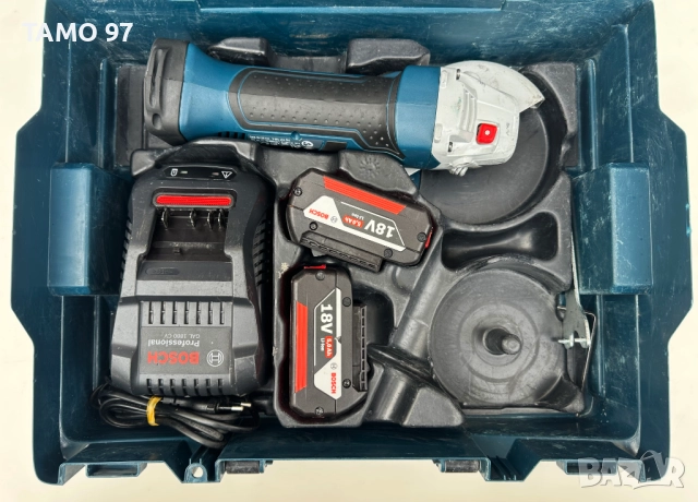 BOSCH GWS 18V-125 V-Li - Акумулаторен ъглошлайф 2x18V 5.0Ah, снимка 2 - Ъглошлайфи - 52914928