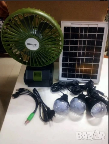 Соларна вентилаторна система GDLITE GD-8081 с вентилатор и 3 крушки