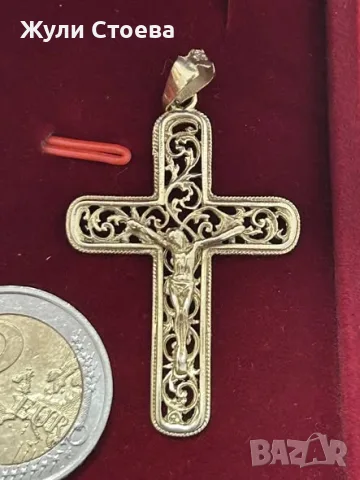 Златен кръст - филигран, снимка 2 - Колиета, медальони, синджири - 56072679