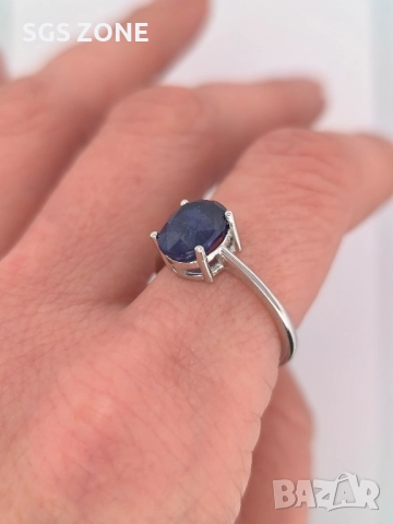 Сребърен Пръстен със Сапфири , снимка 8 - Пръстени - 51510398