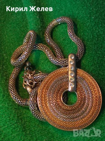 ЗЛАТИСТО-СРЕБРИСТО ФЕШЪН АРТ КОЛИЕ БЛАГОРОДНА НЕРЪЖДАЕМА СТОМАНА с ФАСЕТ ЦИРКОНИ 27434, снимка 11 - Колиета, медальони, синджири - 35100914