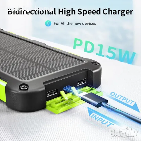 Соларна батерия 20000 mAh, снимка 2 - Друга електроника - 50082406