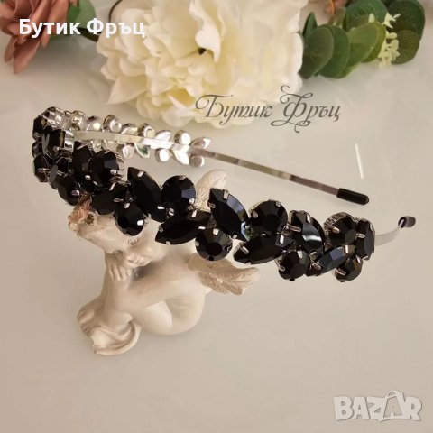Диадема Алекс черни кристали , снимка 3 - Аксесоари за коса - 41472911