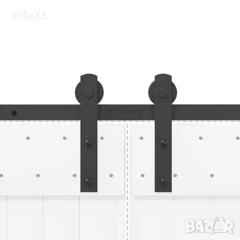 vidaXL Комплект механизъм за плъзгаща врата, 305 см, стомана, черен, снимка 9 - Железария - 56146976