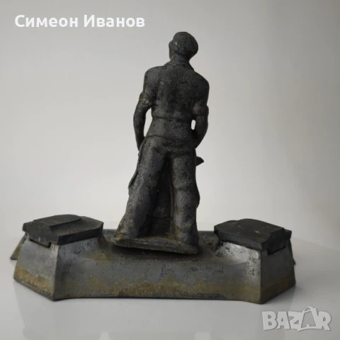 Стара комунистическа мастилница с фигура на работник ковач #6122, снимка 8 - Антикварни и старинни предмети - 51202796