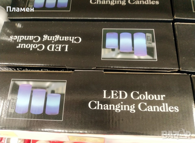 3 бр. LED свещи с променящ се цвят и дистанционно 15х7 см 12,5х7 см 10х7 см, снимка 3 - Декорация за дома - 36130380