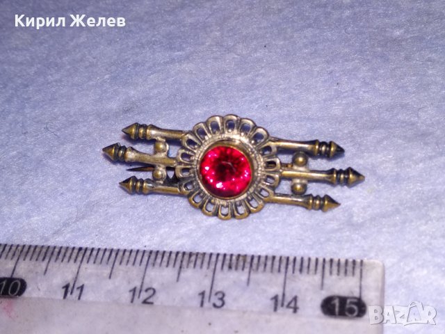 СТАРИННА СКЪПОЦЕННА ПОСРЕБРЕНА АЖУРНА РЕТРО БРОШКА с ЮВЕЛИРНО РЪЧНО ФАСЕТИРАН КАМЪК ГРАНАТ 38599, снимка 11 - Антикварни и старинни предмети - 41623042