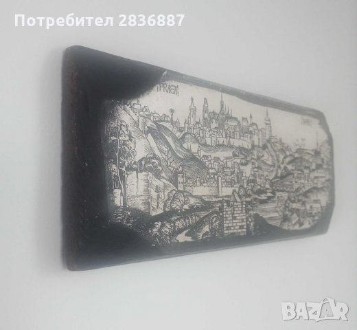 Дървена картина за стена и дървена плочка на изглед към Прага, снимка 9 - Картини - 35795033