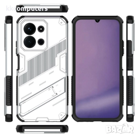 Xiaomi Redmi 15C 5G / 4G / Poco C85 4G Удароустойчив - PC+TPU Калъф с Протектор и Стойка (Черен, Бял, снимка 8 - Калъфи, кейсове - 52072361