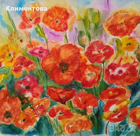 Картина "Летни макове", снимка 4 - Картини - 56322662