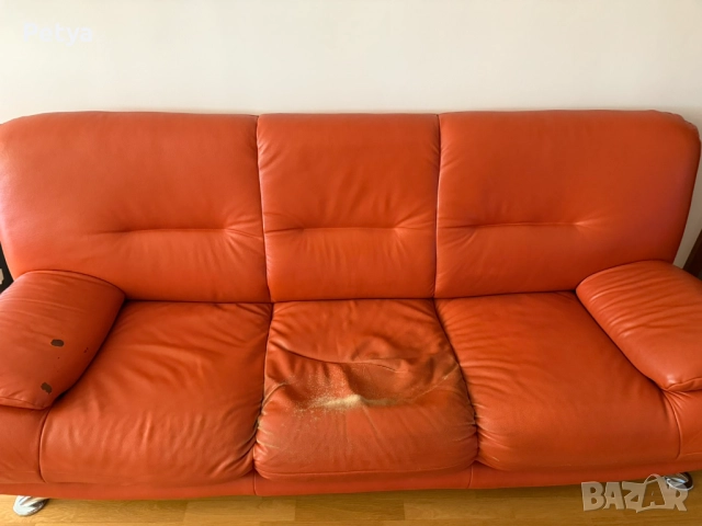 Холова гарнитура от естествена кожа, снимка 5 - Дивани и мека мебел - 52569879