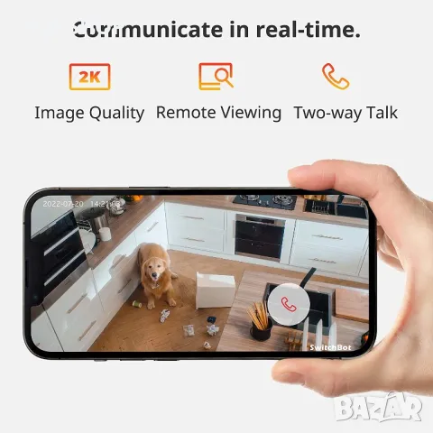 SwitchBot Baby Monitor 2K вътрешна камера,Pan Tilt ,360°нощно виждане,двупосочно аудио,2.4G Wi-Fi, снимка 4 - Камери - 48849745