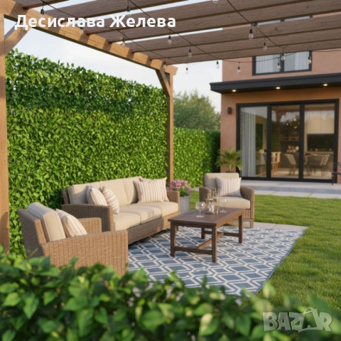 Ограда от зелени листа - панел за уединение с реалистичен вид 3 x 0,5 м