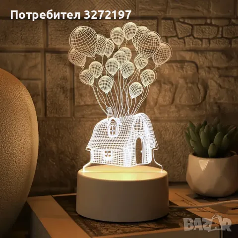 Холограмна 3D LED лампа - Балонна къща, снимка 6 - Настолни лампи - 49582913