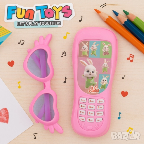 Детска музикална играчка – мобилен телефон с аксесоар очила, снимка 7 - Други - 52038082