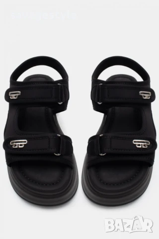 Дамски летни сандали с лепки черно , снимка 2 - Сандали - 51295837
