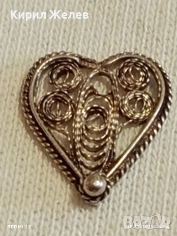 Винтидж бижу във формата на сърце филигранна изработка ювелирна изработка 52456, снимка 4 - Колиета, медальони, синджири - 52691722