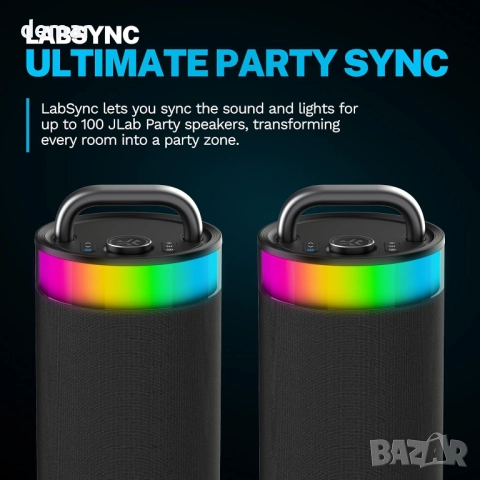 JLab Epic Party Преносим Bluetooth високоговорител, 100W, RGB светлини, снимка 4 - Bluetooth тонколони - 52964551